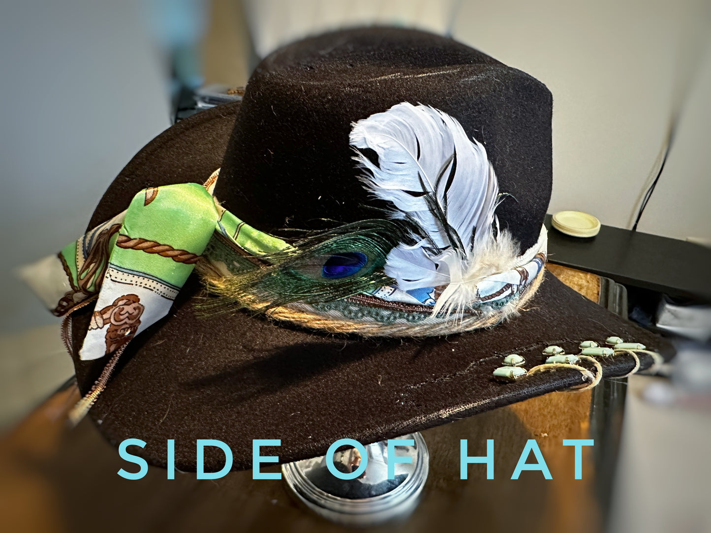 Black and Blue turquoise hat