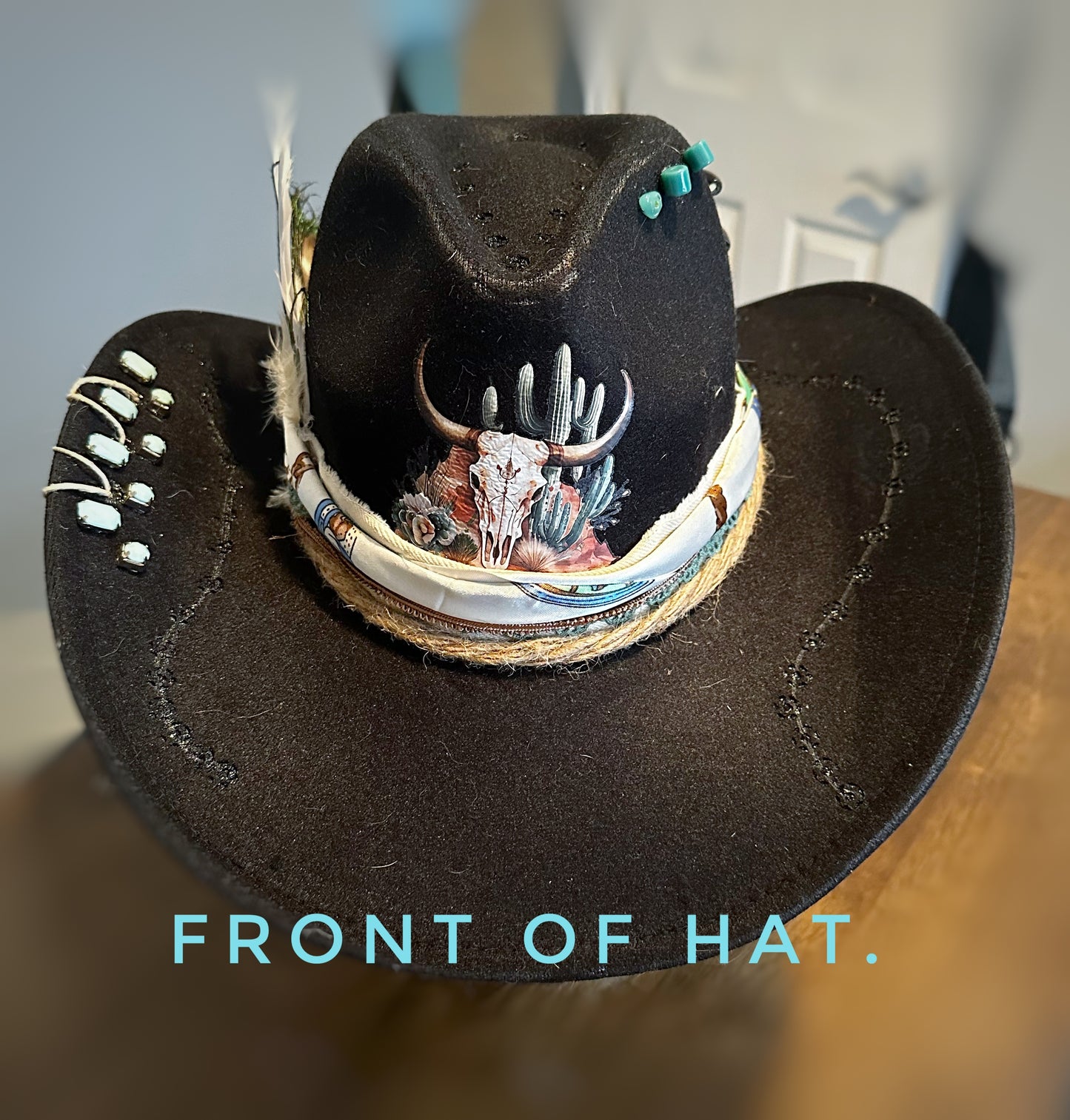 Black and Blue turquoise hat
