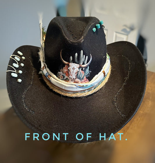 Black and Blue turquoise hat