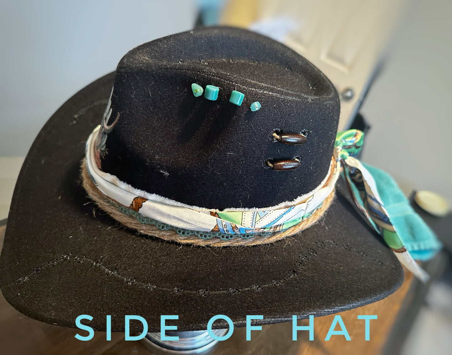 Black and Blue turquoise hat
