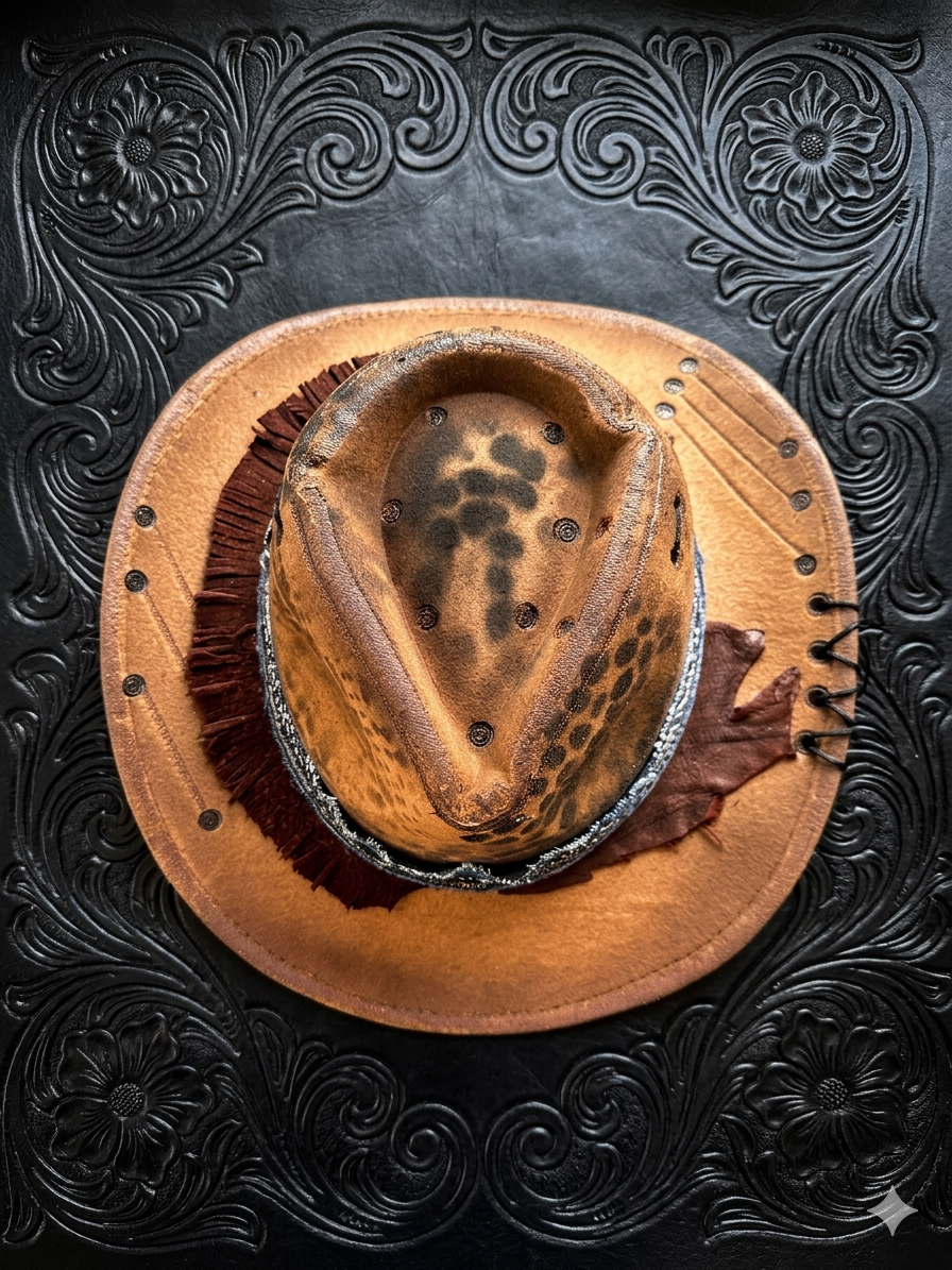 Wild West Leopard Cowgirl Hat | Rustic Distressed Cowboy Hat | Boho Western Festival Hat